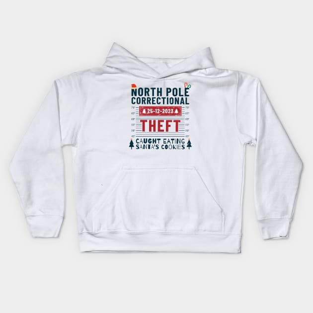 North Pole Correctional Funny Kids Hoodie by Tamsin Coleart